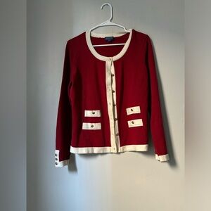 Pendleton red and white cotton cardingan sweater with gold buttons size XL